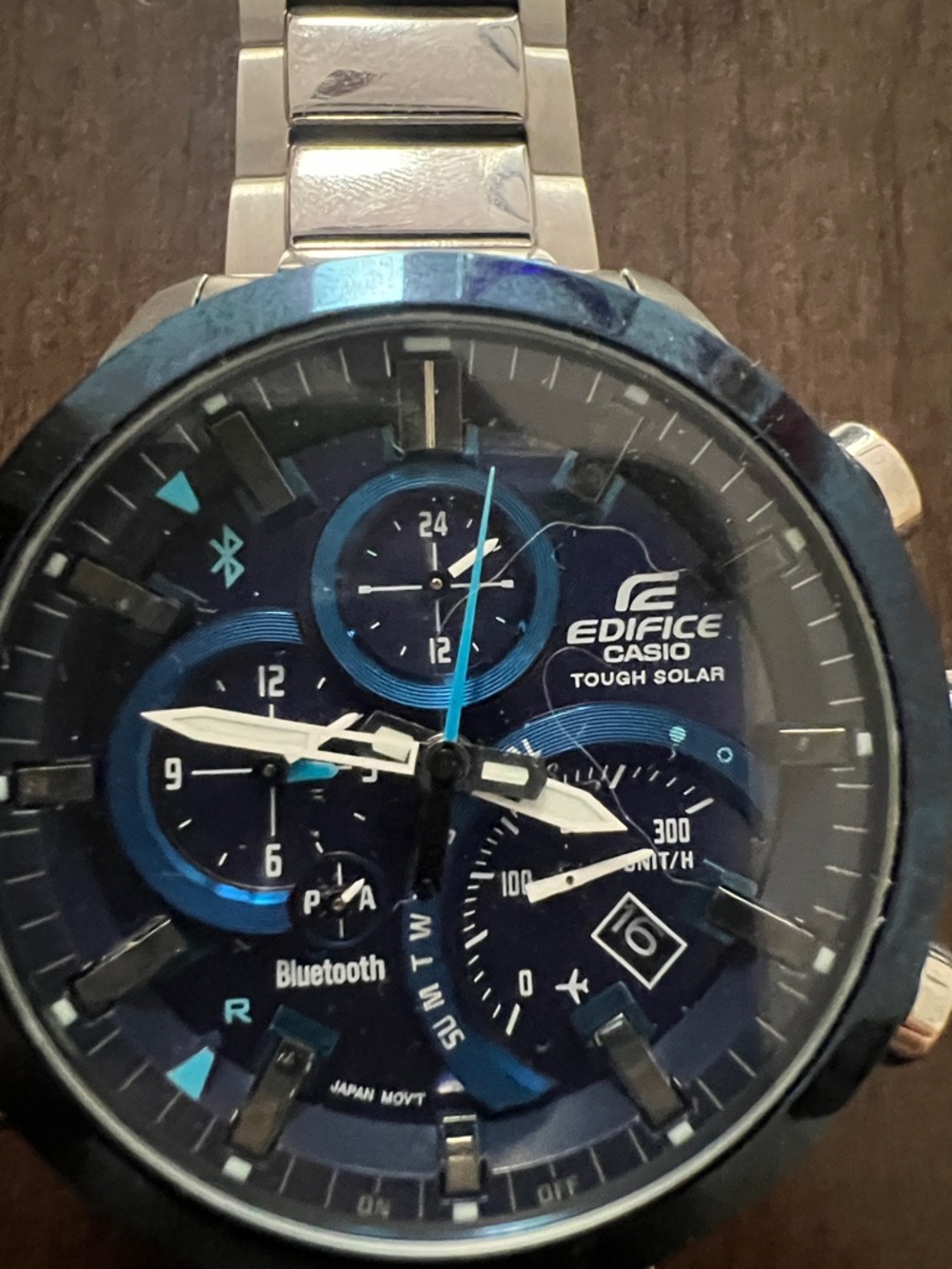 MEN’S Casio Edifice Blue and Silver Chronograph Bracelet Watch - Picture 2 of 5